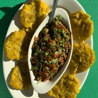 Tostones with Picadillo