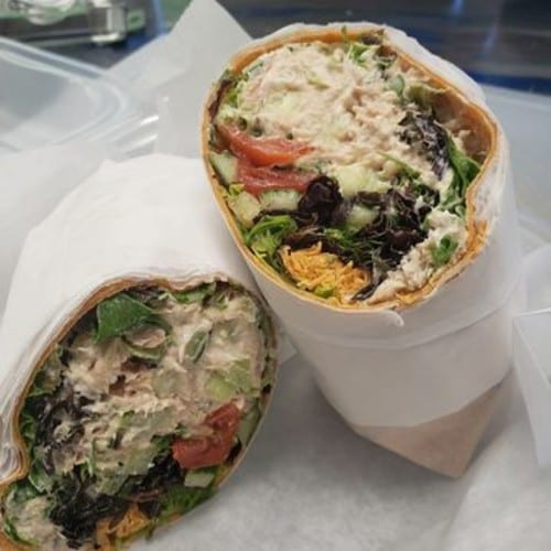 House-Made Tuna or Egg or Chicken Salad Wrap.