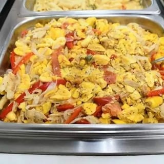 Ackee & Saltfish with Rice & Peas Cabbage and Plantains Served Daily