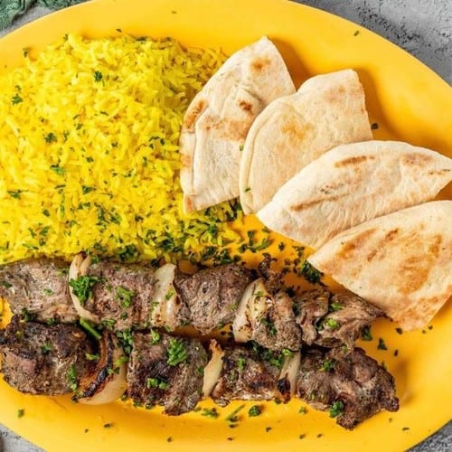 Lamb Kabob Platter.