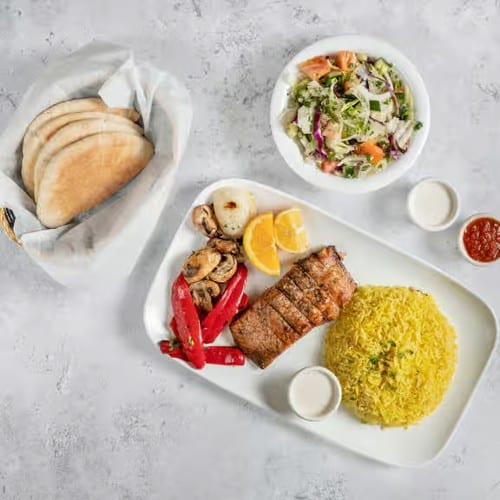 Salmon Kabab Platter.