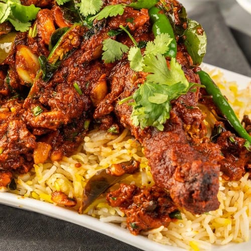 **Goat Roast Biryani (Dry)**.