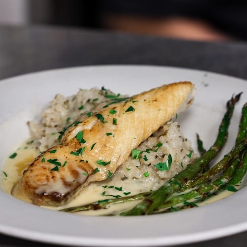 Mochiko Seared Walleye.