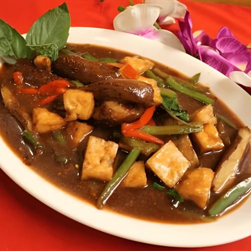 Tofu Eggplant with Basil.