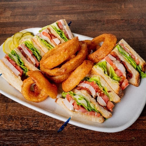 Chicken and Bacon Club Sandwich Lunch.