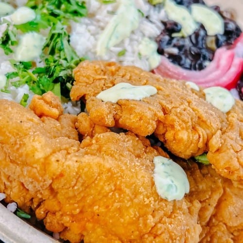 Kids Tender Bowls With Rice And Beans.