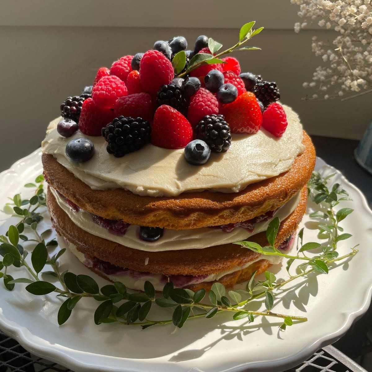 Layer Cake with Fruit.