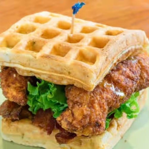 Chicken & Waffles Sandwich.