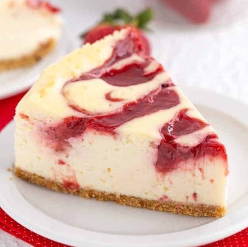 Strawberry swirl cheesecake.