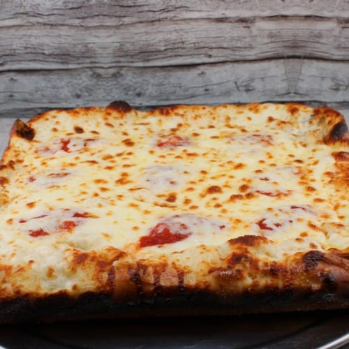 Large 9 Square Slices Sicilian (12x12 inch) Cheese Pizza.