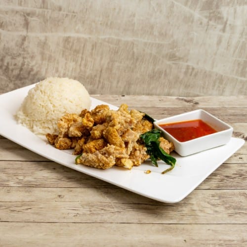 Kids: Popcorn Chicken with Steamed Rice.