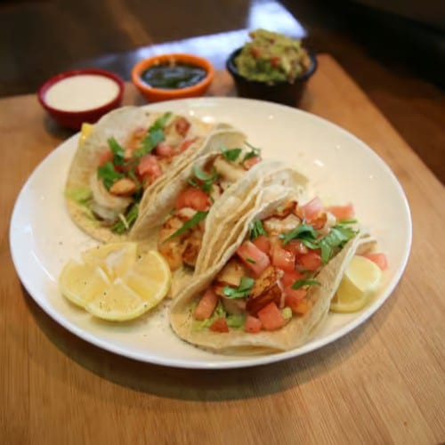 3 Salmon Tacos.