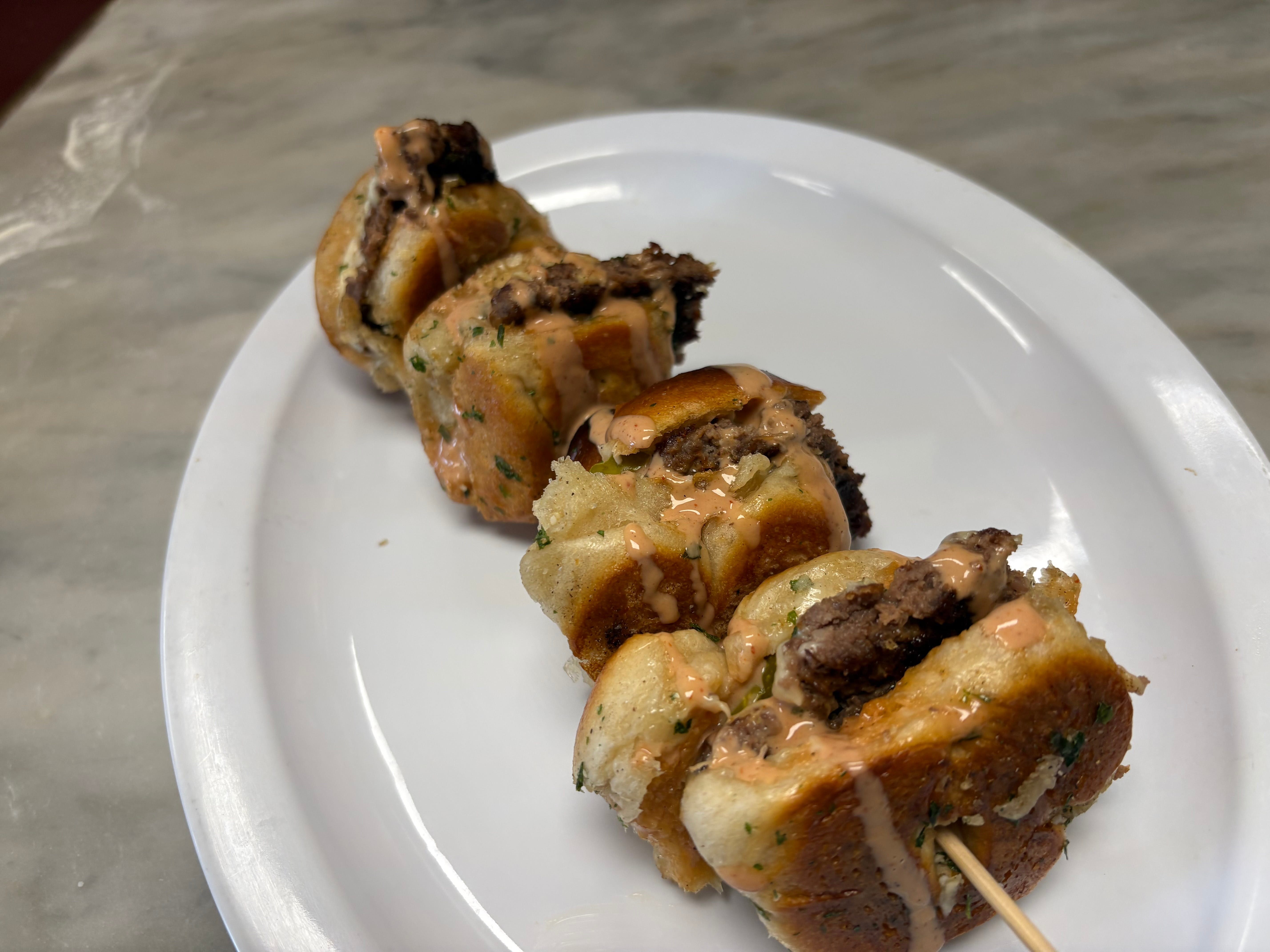 Garlic Knot Burger Sliders Lunch.