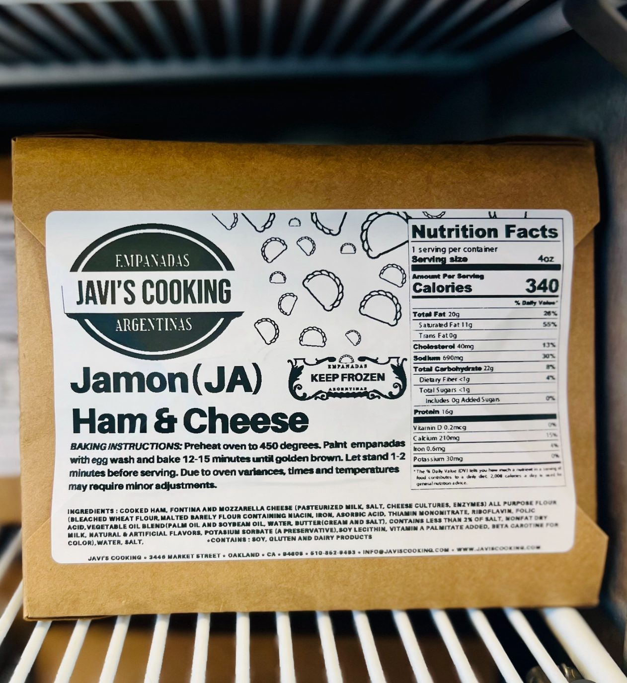 Jamon-JA (4 Pack) Frozen Empanadas.