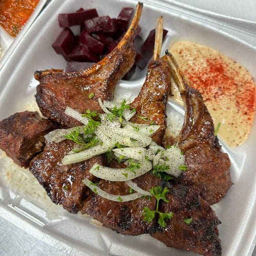 #32 Lamb Chop & Beef Shish.