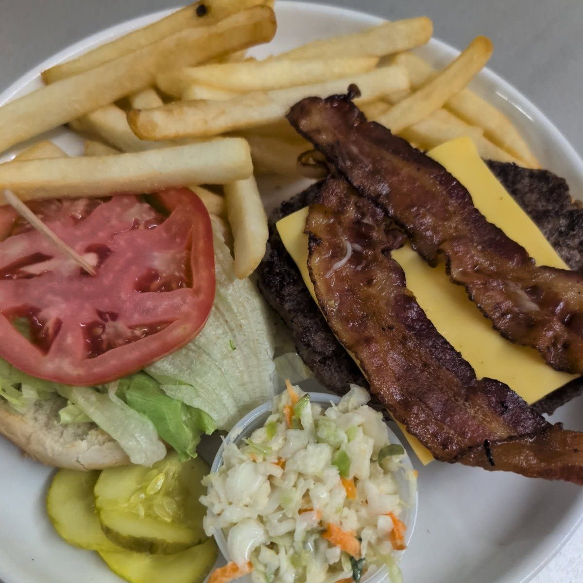 Oh Boy Bacon Cheeseburger Platter.