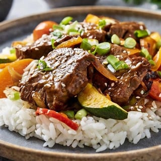 Vegan Chicken Stir-Fry Over Rice