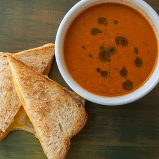 Grilled Triple Cheese and Soup