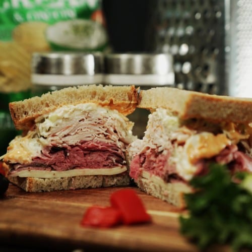 Roast Beef & Turkey & Swiss Sloppy Joe.