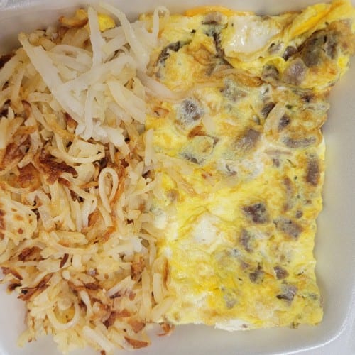 Parker House (Sausage,Spiced Pork) Omelettes.