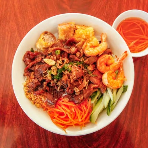 Grilled Shrimp, Pork, Egg Roll.