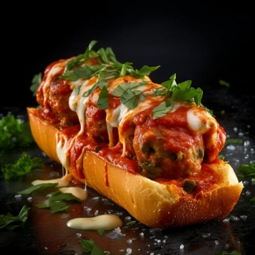 Meatball Parmigiana Sub.