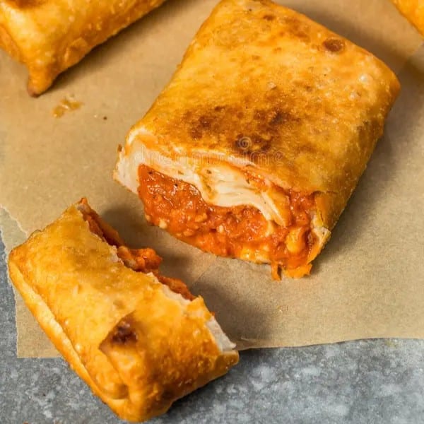 Pizza Puff with Marinara Sauce.