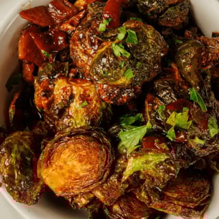 Crispy Brussel Sprouts w/ Balsamic Bacon Gastrique