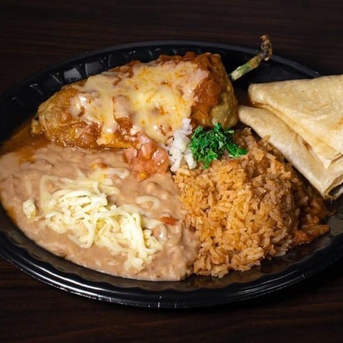 Chile Relleno Enchilada Plate.