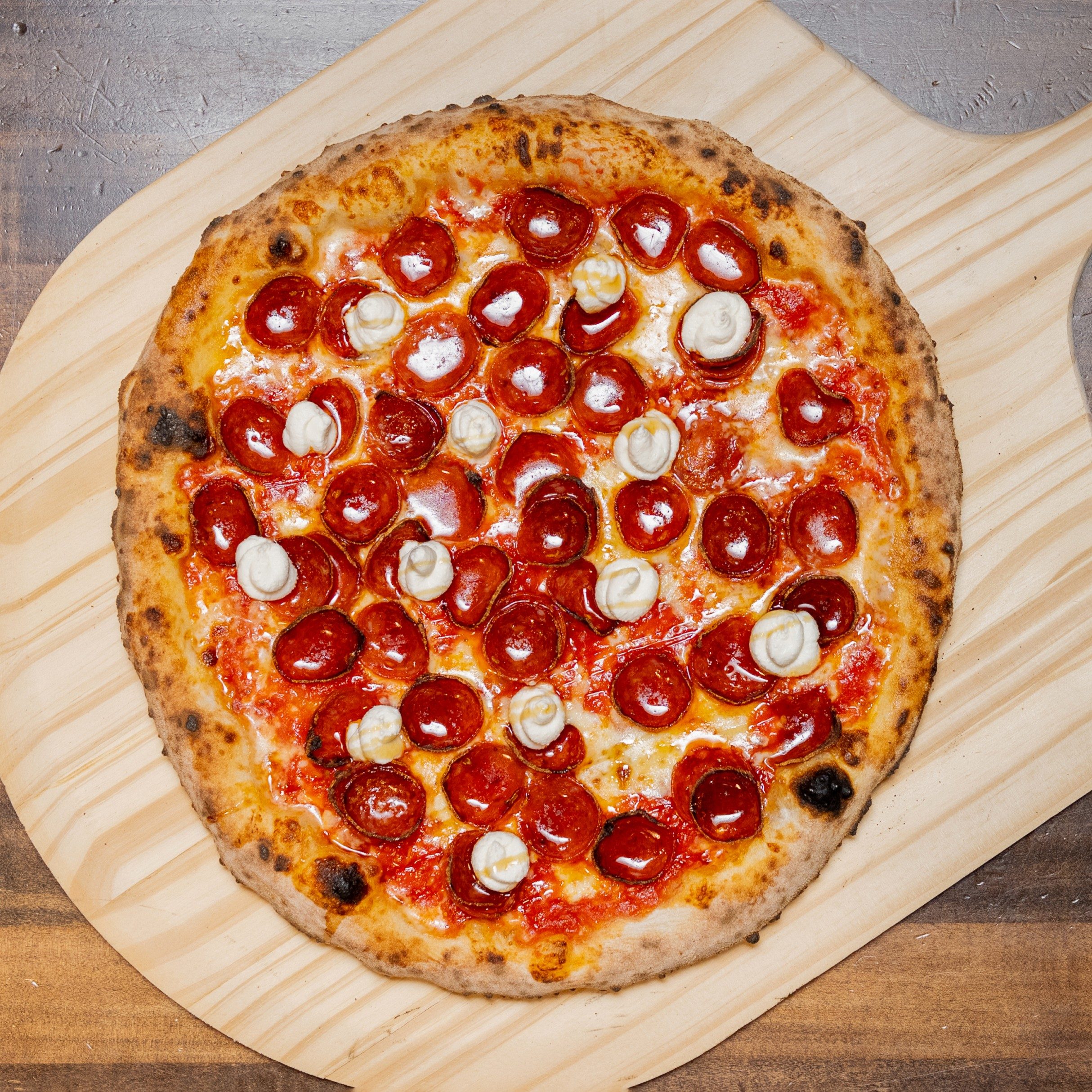 Pepperoni Hot Honey Pizza.