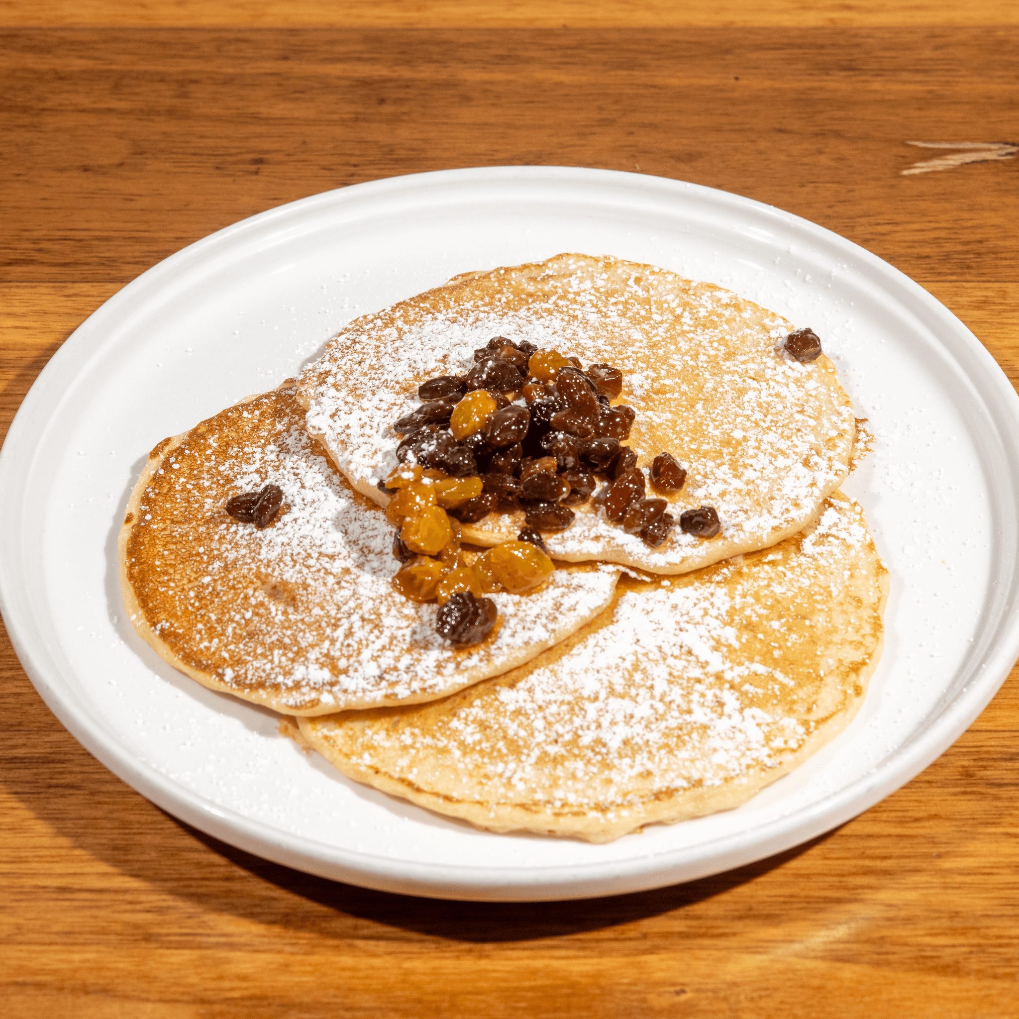 Orange Rum Raisin Pancakes.