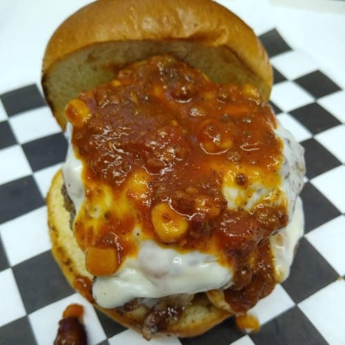 Chili Steak Burger.