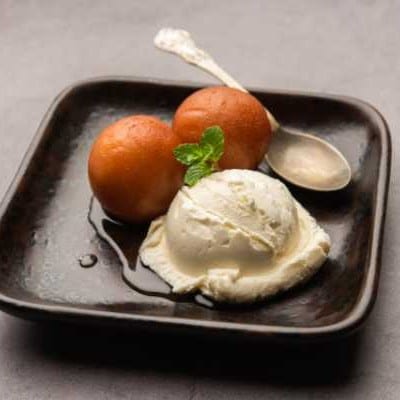 GULAB JAMUN with ICE CREAM.