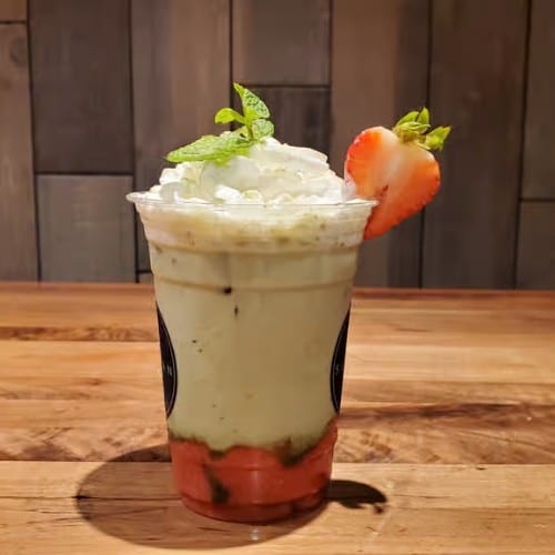 Iced Strawberry Matcha Latte.