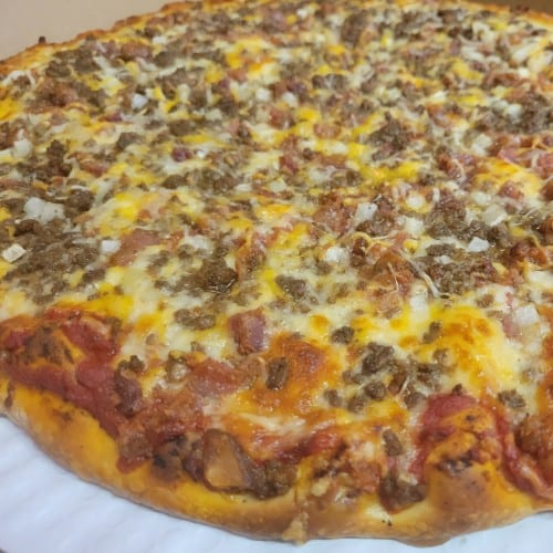 Bacon Cheese Burger Pizza.