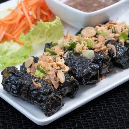 A6. Grilled Beef Wrapped in Aromatic Betel Leaves.