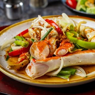 King Crab Legs with Scallion and Ginger