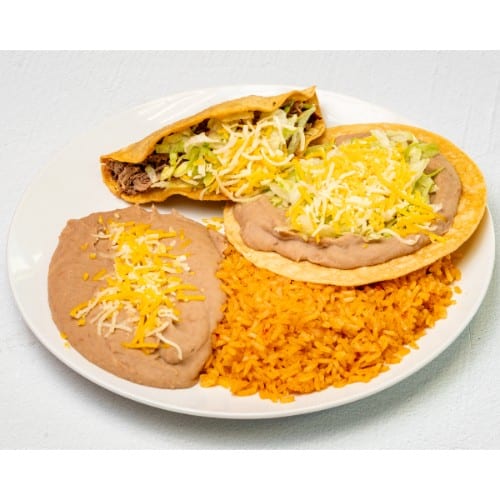 Combo 1 - Bean Tostada & Beef Taco Plate.