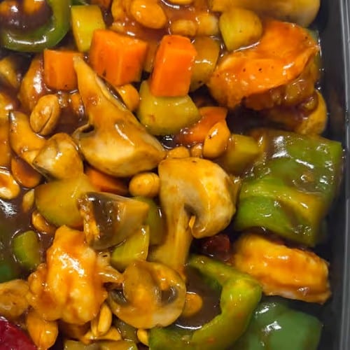 Kun Pao Shrimp with Peanuts.