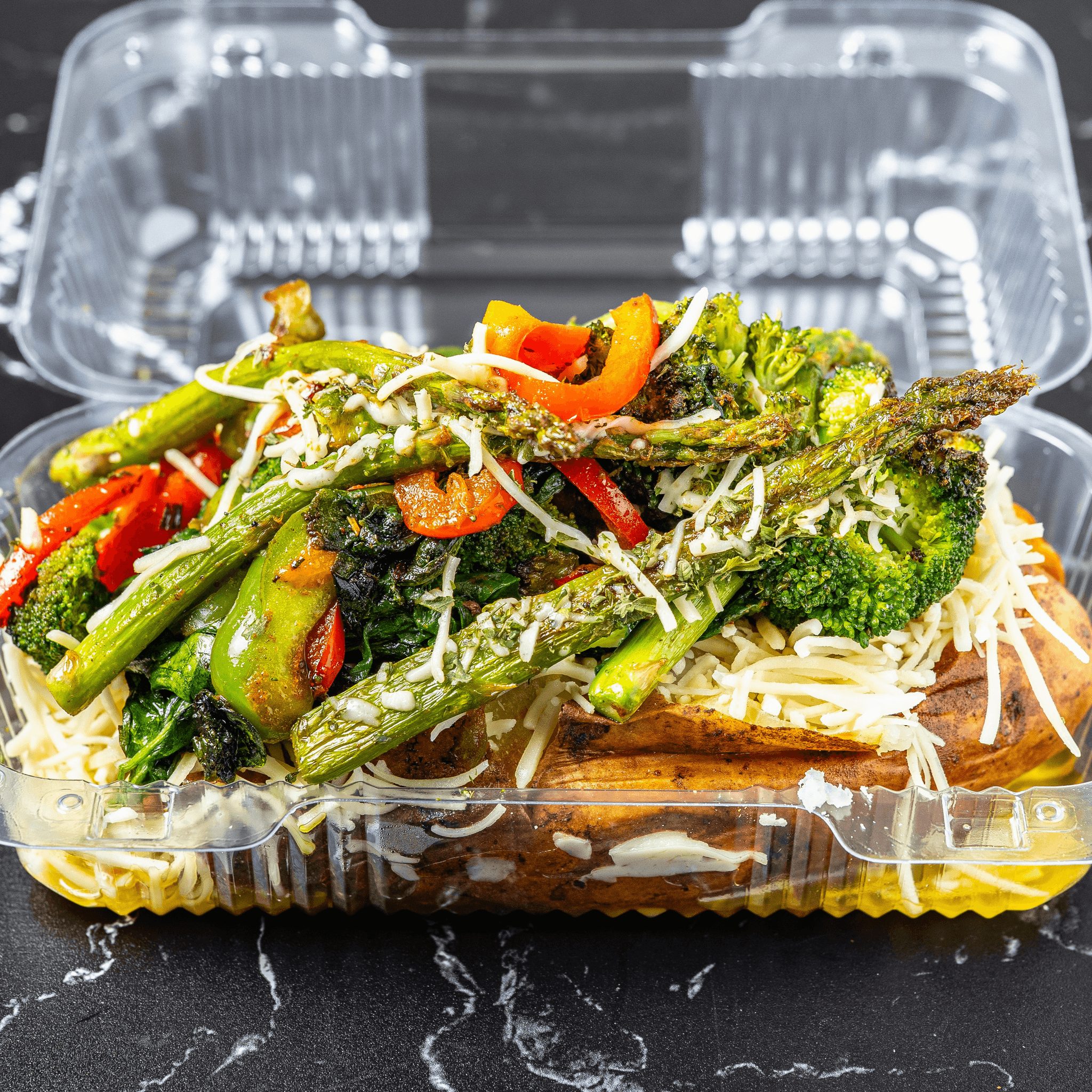 Veggie Delight - Topped with Vegan Gravy Cheese.