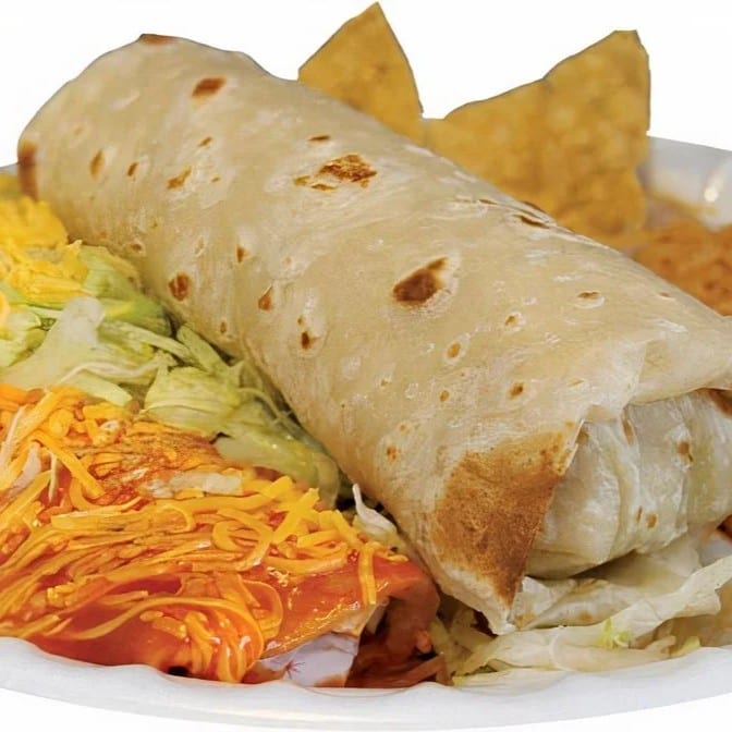 #6. Beef Burrito & Enchilada Plate.