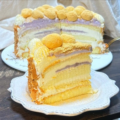 Taro Mochi Soymilk Slice (豆乳芋泥麻薯切块).