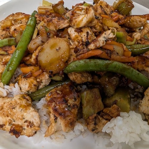 Stir-Fry Vegetables Over Rice.