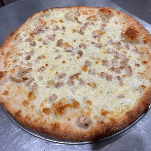 Chicken Alfredo Pizza.