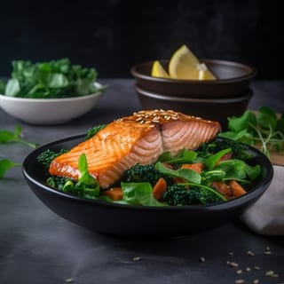 Salmon Over Mixed Greens