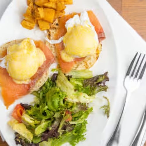 Eggs Benedict Classic with Smoked Salmon.