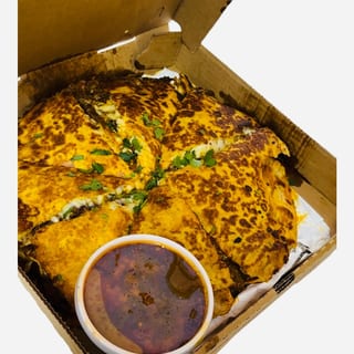 Beef Birria Pizza with Consommé (Dipping Sauce)!