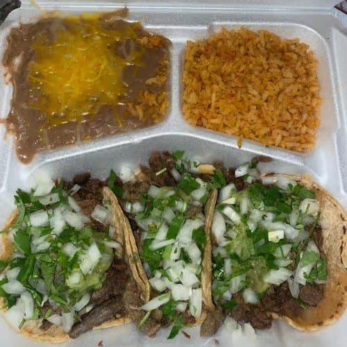 Combo #14 Three Mini Street Tacos Plate.