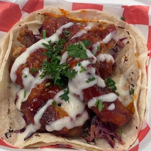 Sweet/Spicy  Fried Chicken Taco.