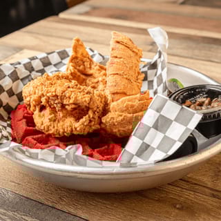 Fried Lobster Tail & Red Velvet Waffle